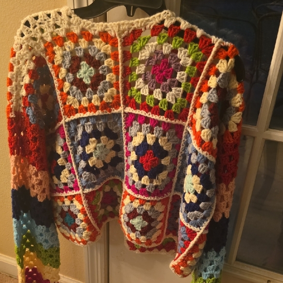 Colorful Crochet Patchwork Cardigan - Picture 2 of 3